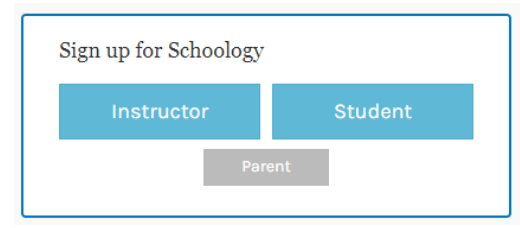 Schoology screenshot - choose "Parent"